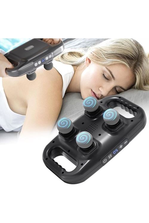 4 Başlıklı Masaj Tabancası - Ergonomik Derin Doku Sırt ve Boyun Masaj Aleti Ağrı ve Sızı Giderici