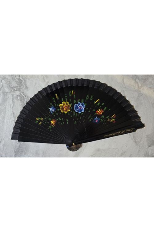Bambu Çift Taraflı Siyah Yelpaze 12'li Paket