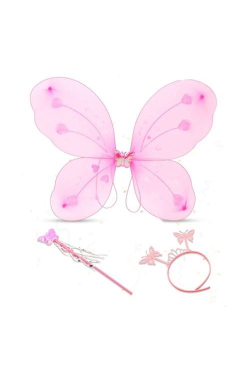 Toz Pembe Kelebek Kanadı Tacı ve Sopası